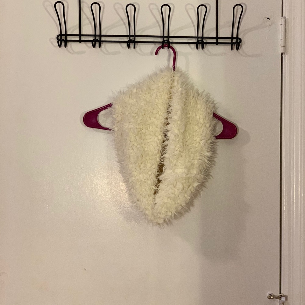 White furry infinity scarf